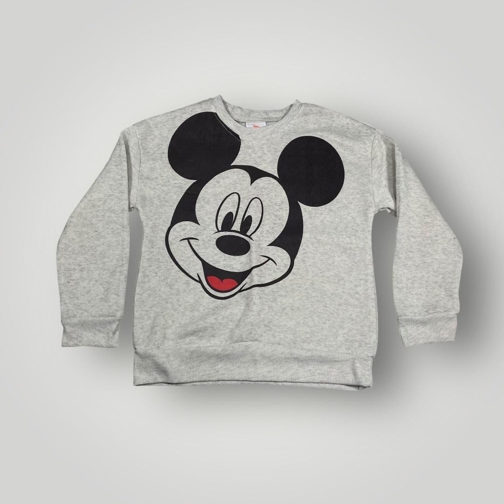 Disney Mickey Mouse‎ Sweatshirt Youth 6 Gray Crewneck Fleece Graphic Pullover